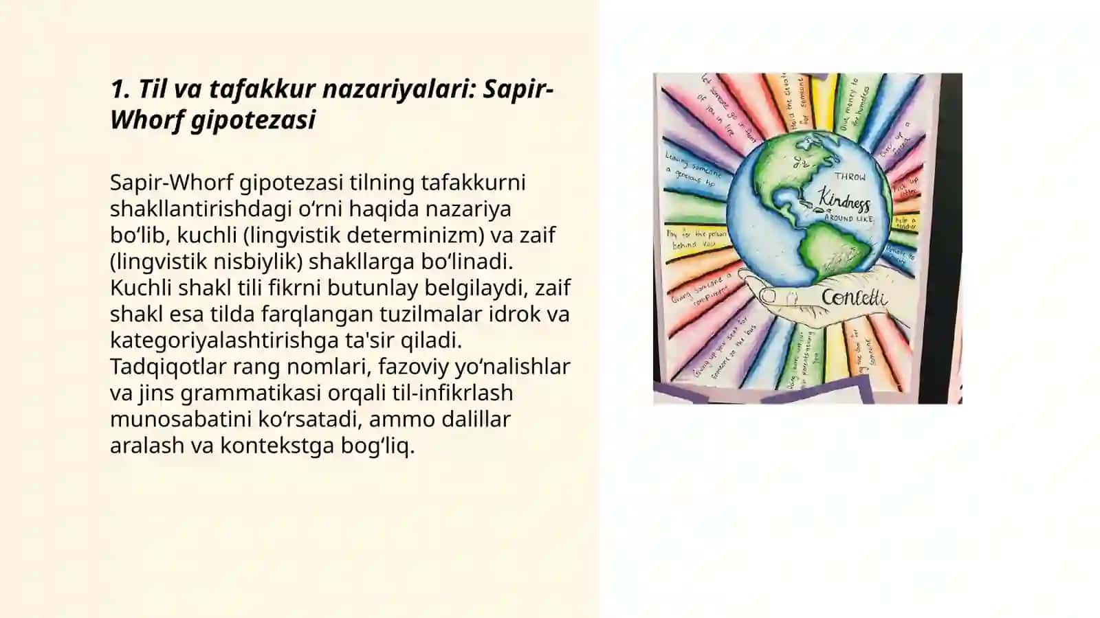 Psixolingivistika. TIL va Tafakkur bogliqligi 3