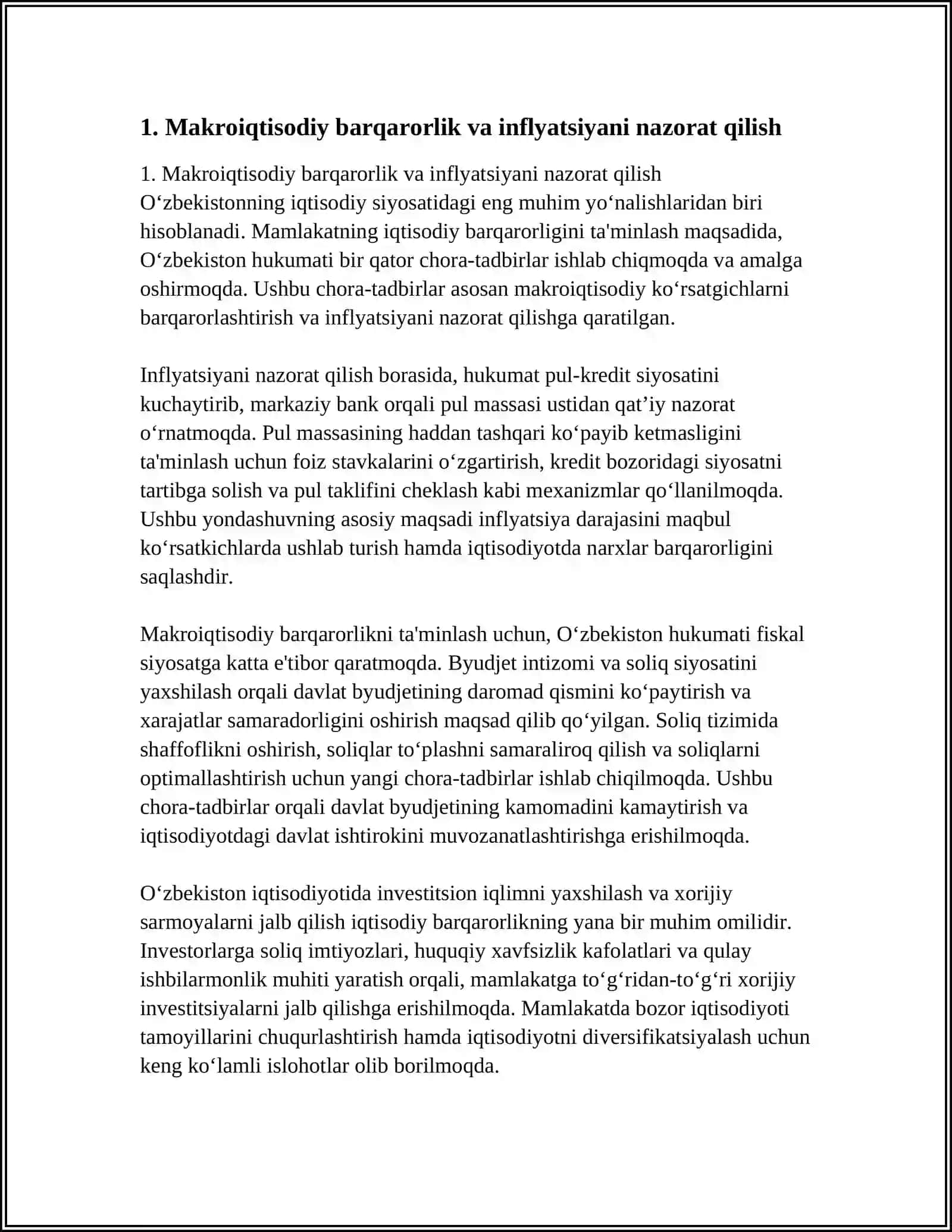 IQTISODIY SIYOSATNING USTUVOR YO‘NALISHLARI (O‘ZBEKISTON MISOLIDA) 3