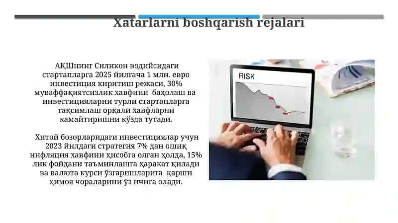 Investitsiya risklari xarakteristikasi va ularni boshqarish usullari 3