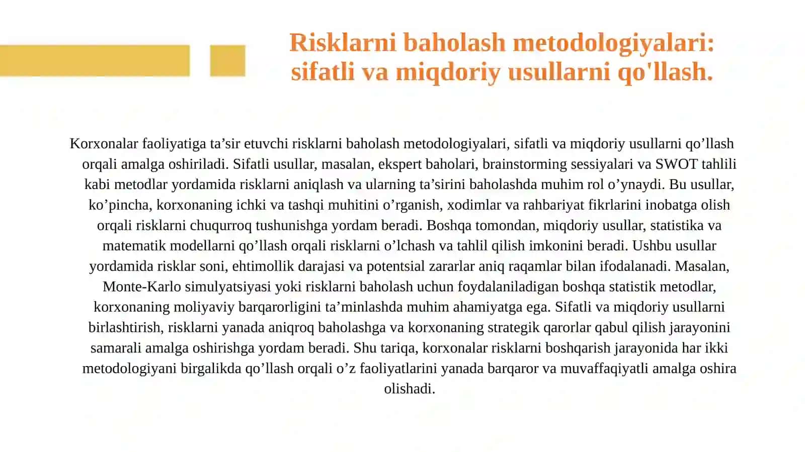 Korxonalar faoliyatiga ta’sir etuvchi risklarni baholash 3