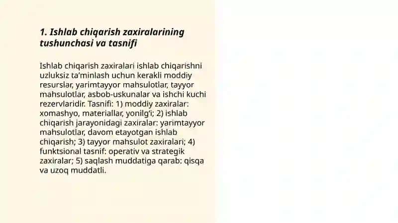 Ishlab chiqarish zaxiralarining hisobi 3