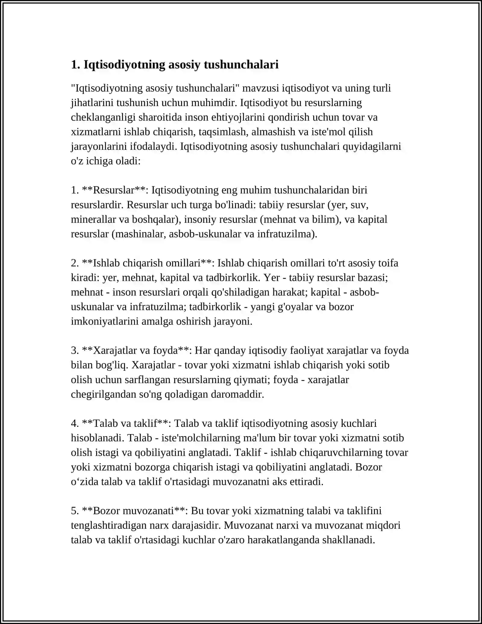 Iqtisodiyotning asosiy tushunchalari 3