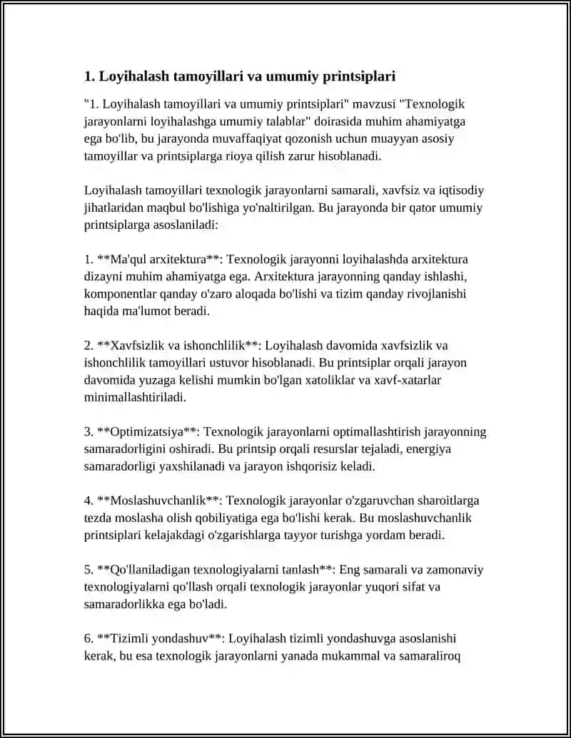 TEXNOLOGIK JARAYONLARNI LOYIHALASHGA UMUMIY TALABLAR 3