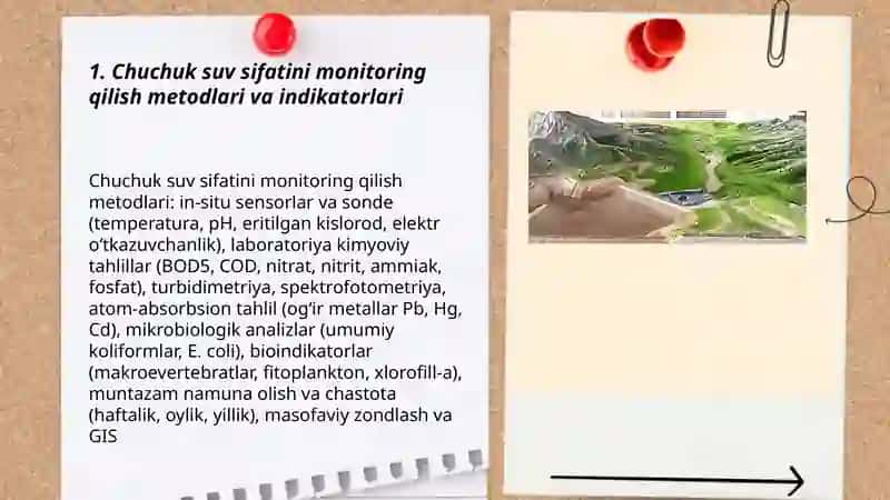 Chuchuk suvlarni muhofaza qilish monitoringi va ulardan to‘g‘ri foydalanish 3