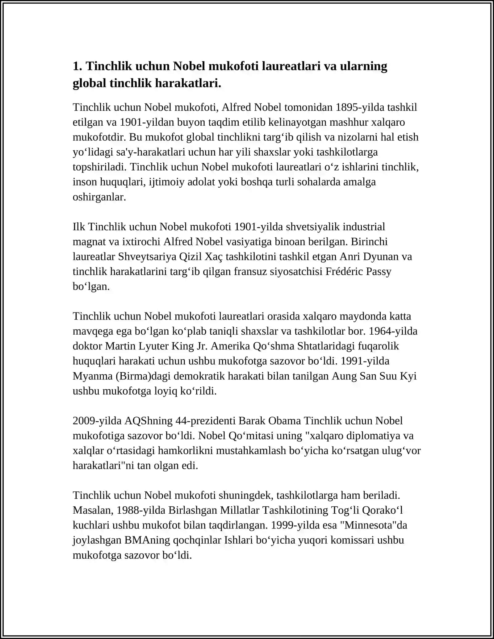 NOBEL MUKOFOTI LAUREATLARINING GʻOYALARI 3