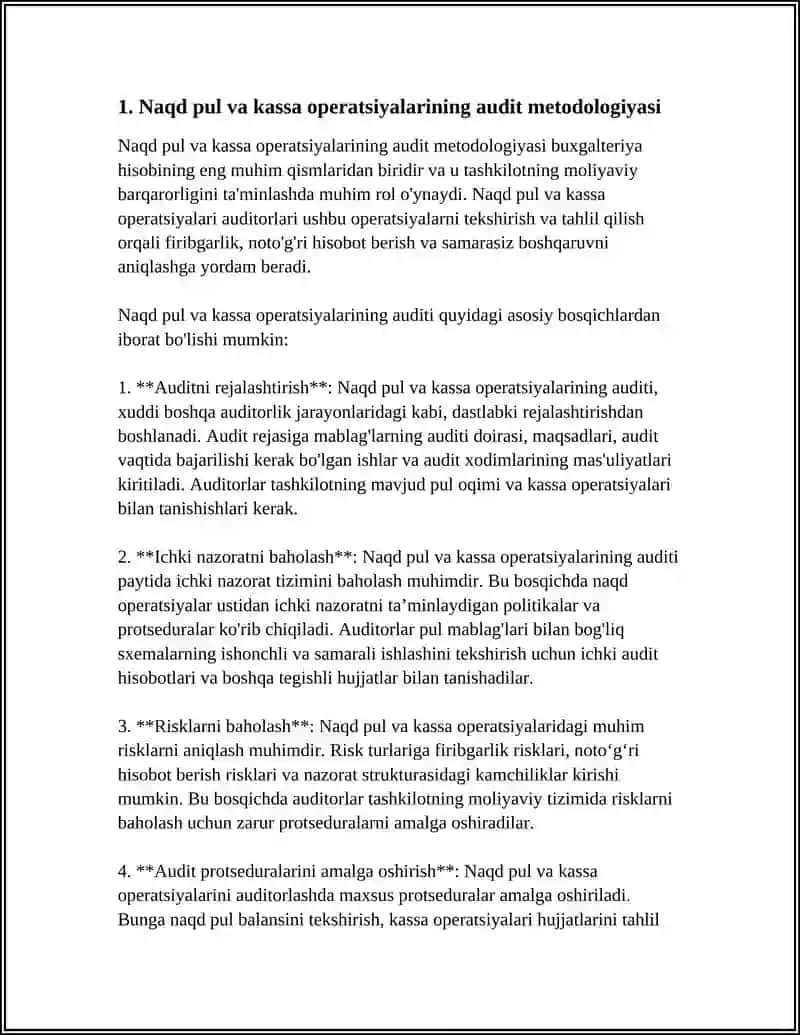 Naqd Pul va Kassa Operatsiyalar Audit Metodologiyasi 3
