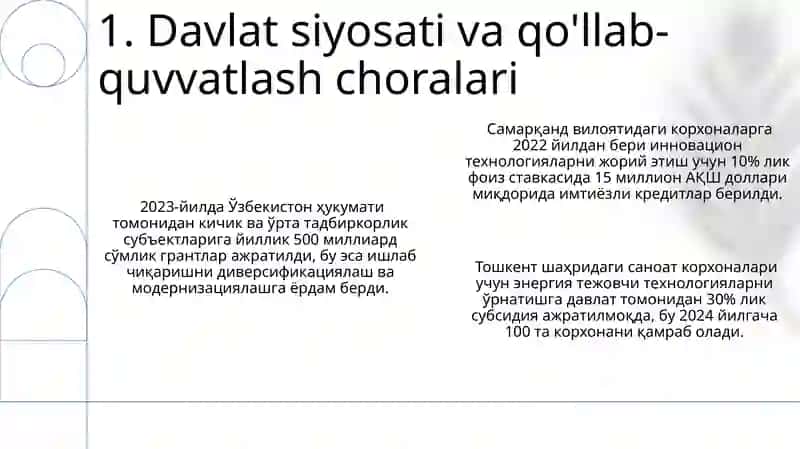 Ishlab chiqarishni diversifikatsiyalash va modernizatsiyalash samaradorligi 3