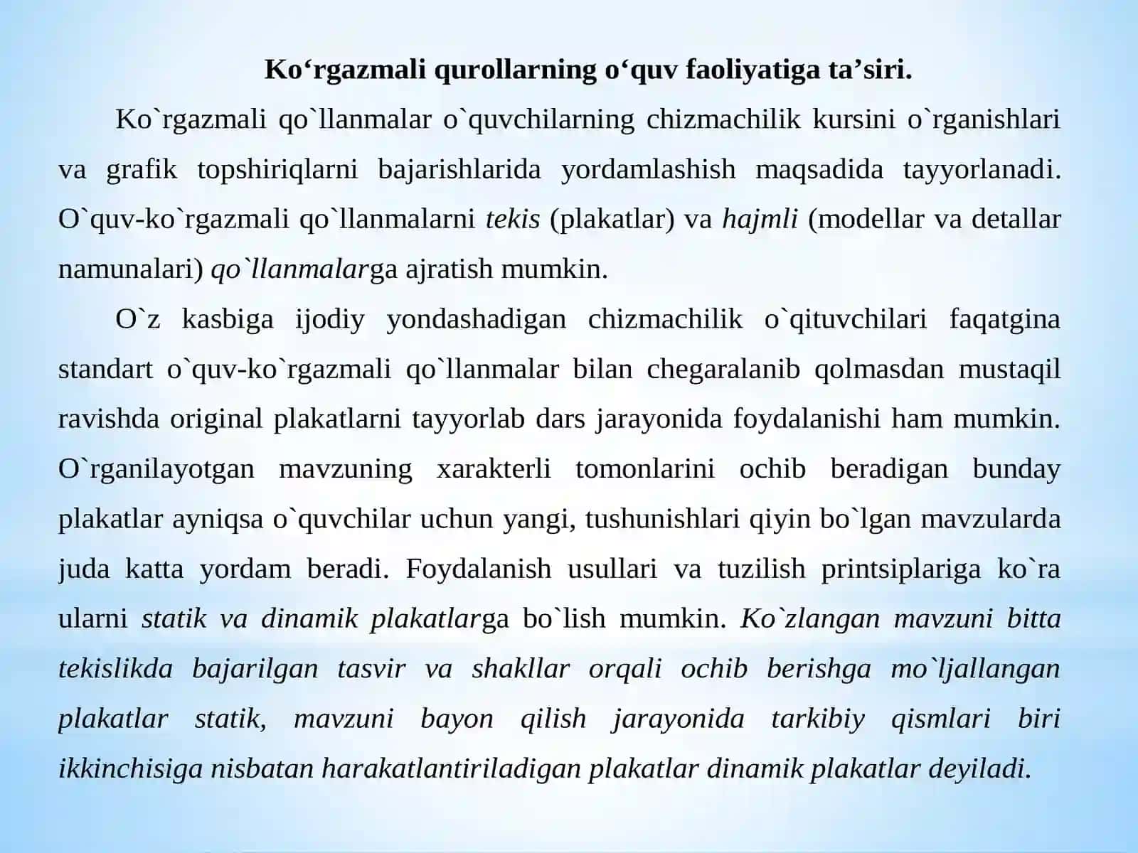 O’qitish vоsitalari va ko`rgazmali qo`llanmalar 3