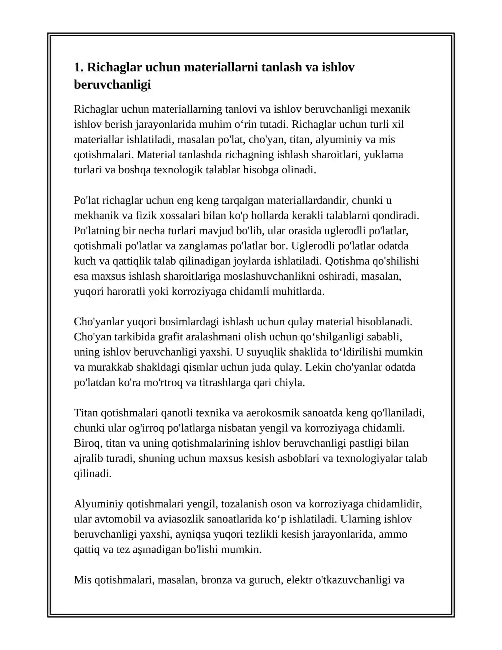 RICHAGLARGA MEXANIK ISHLOV BERISH TEXNOLOGIK JARAYONLARI 3