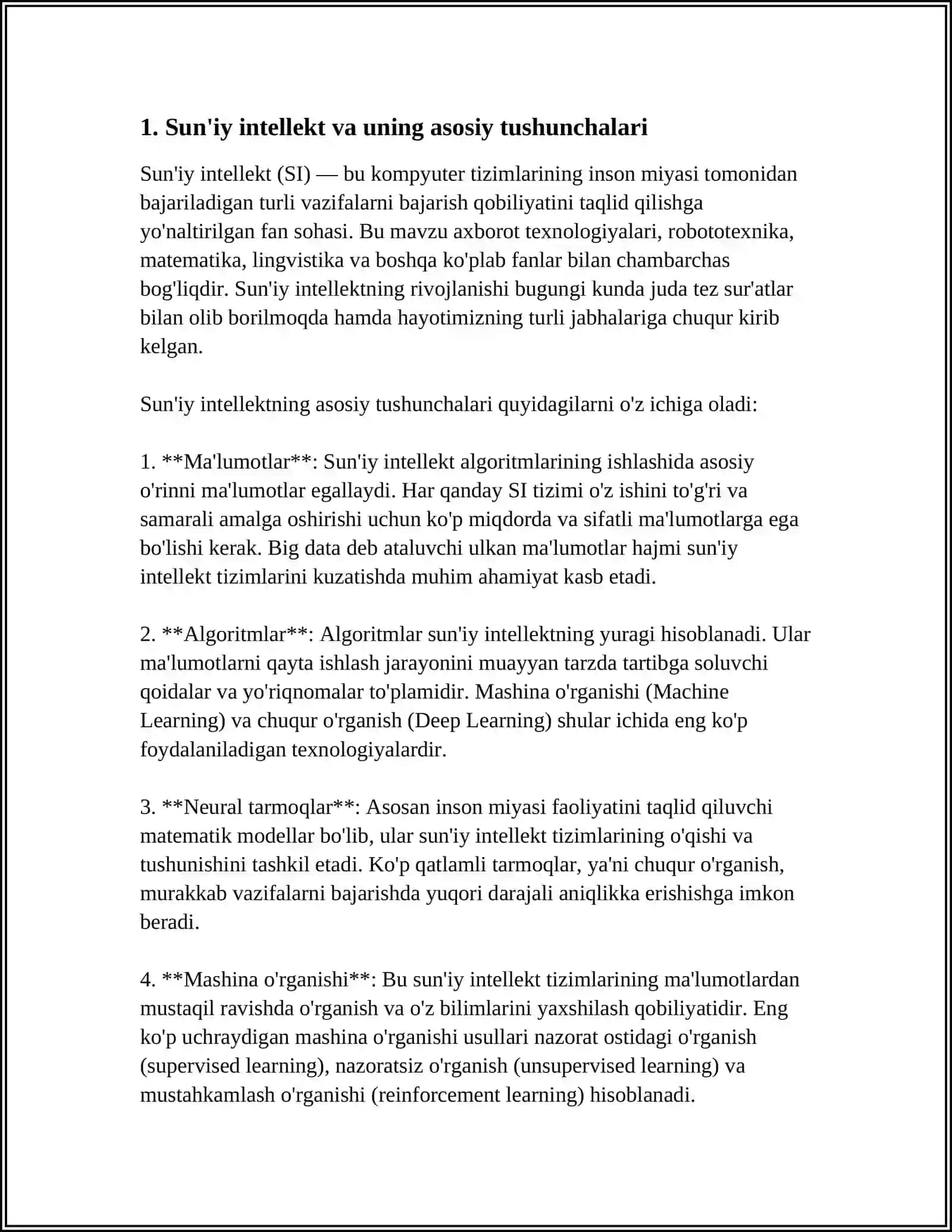 SUN'IY INTELLEKTDA INTELLEKTUAL AGENTLAR TIZIMI YORDAMIDA MA'LUMOTLARNING INFORMATIK BELGILARINI AJRATIB OLISH ALGORITMINI ISHLAB CHIQISH 3