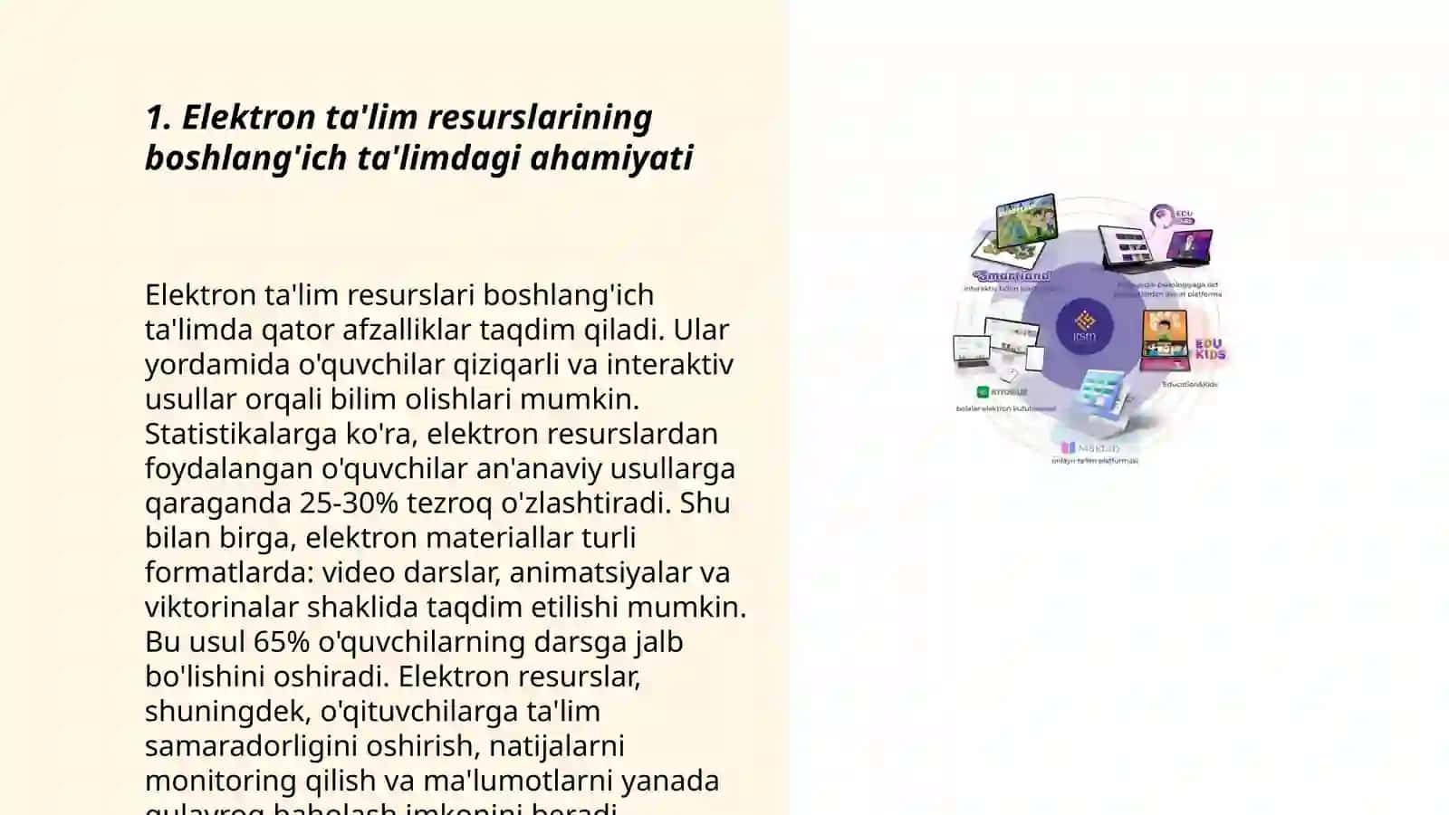 Elektron ta'lim resurslarini boshlangich ta'limda o'rni 3