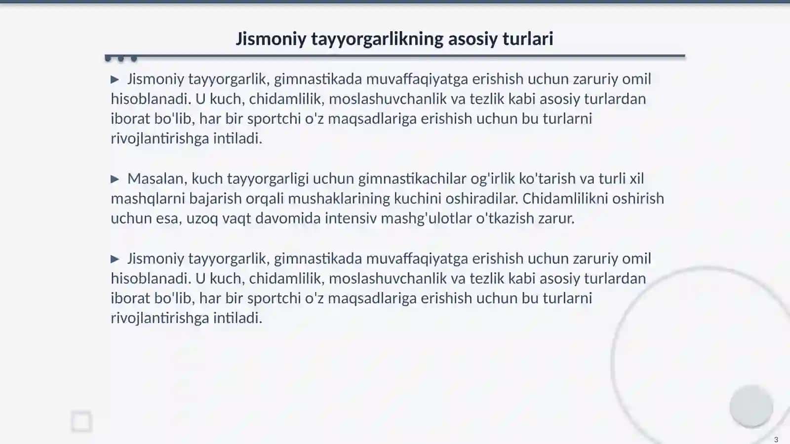 Gimnastikada tayyorgarlik ( jismoniy, ruhiy ) turlarining oʻrni 3