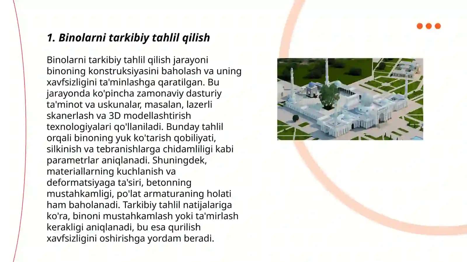 Bino va inshootlarni rekonstruksiyasida loyihaviy yechimlari. Xujjatlar tarkibi 3