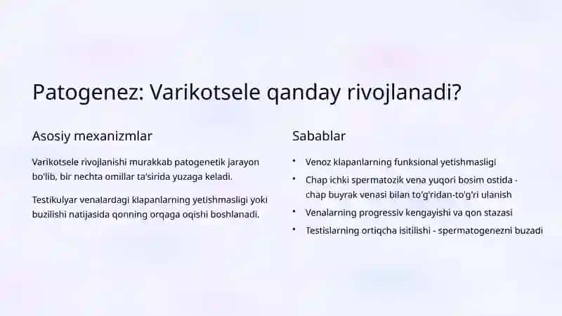 Varikotsele: Patogenezi va Operativ Davolash Usullari 3