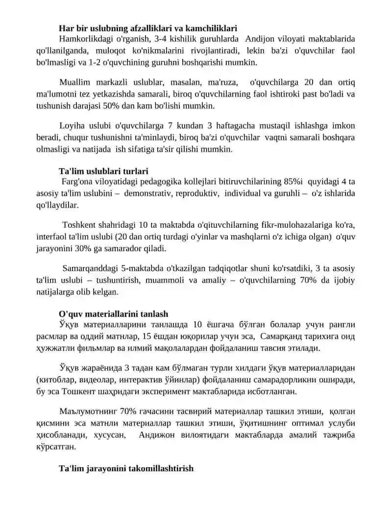 Ta'lim metodlari va ularning oldiga qo'yilgan asosiy talablar 3