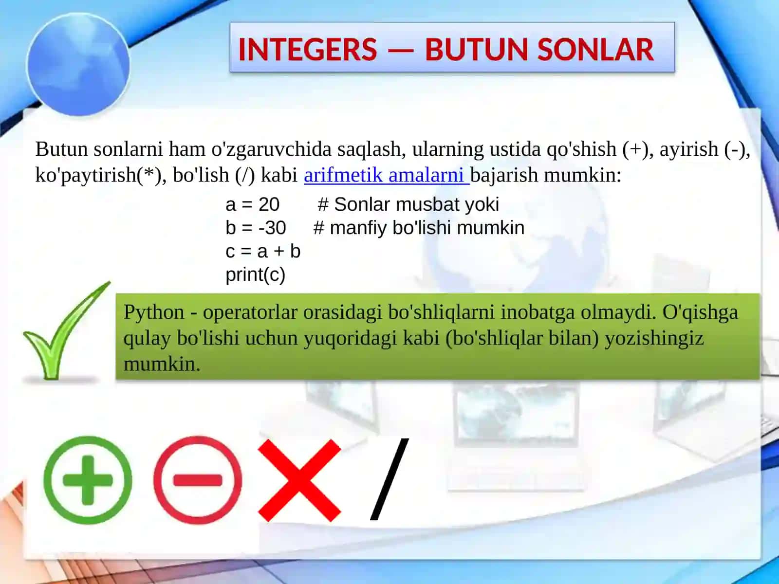 pytonda sonlar bilan ishlash 3