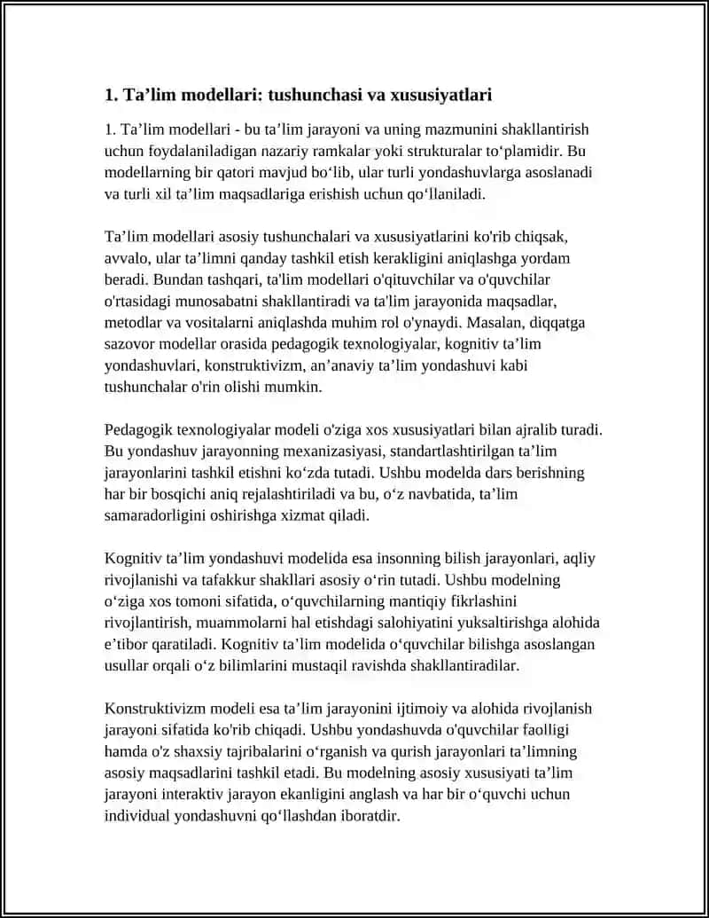 TA‘LIM MODELLARI. TA‘LIM MAZMUNINI ANIQLASH UCHUN TIZIMLI YONDASHUV 3