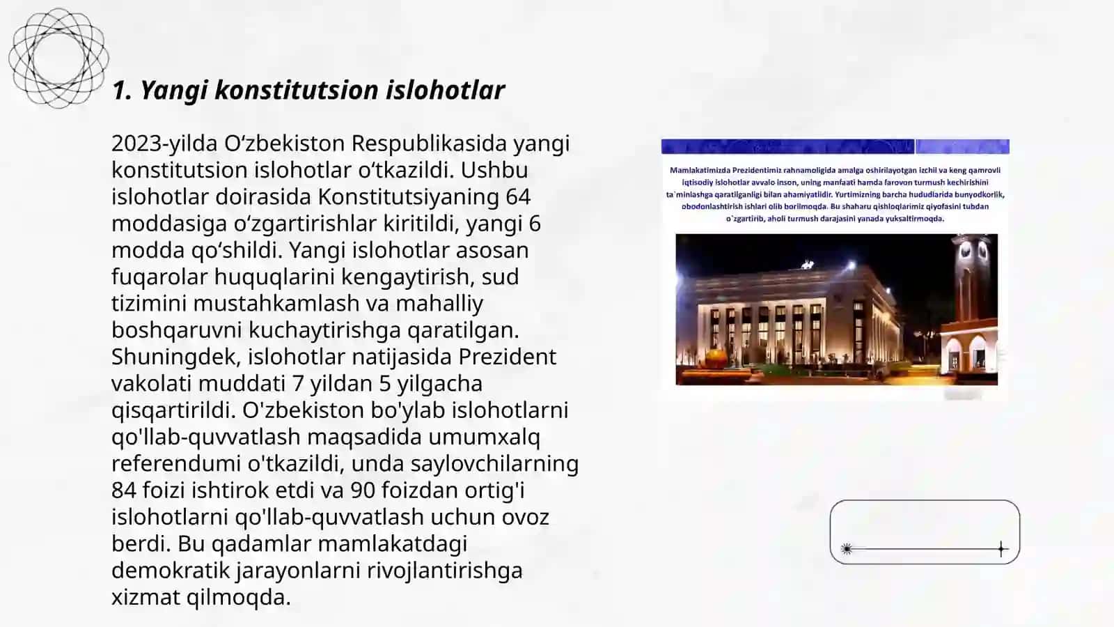 Õzbekistonda siyosiy sohada amalga oshirilayotgan õzgarishlar 3