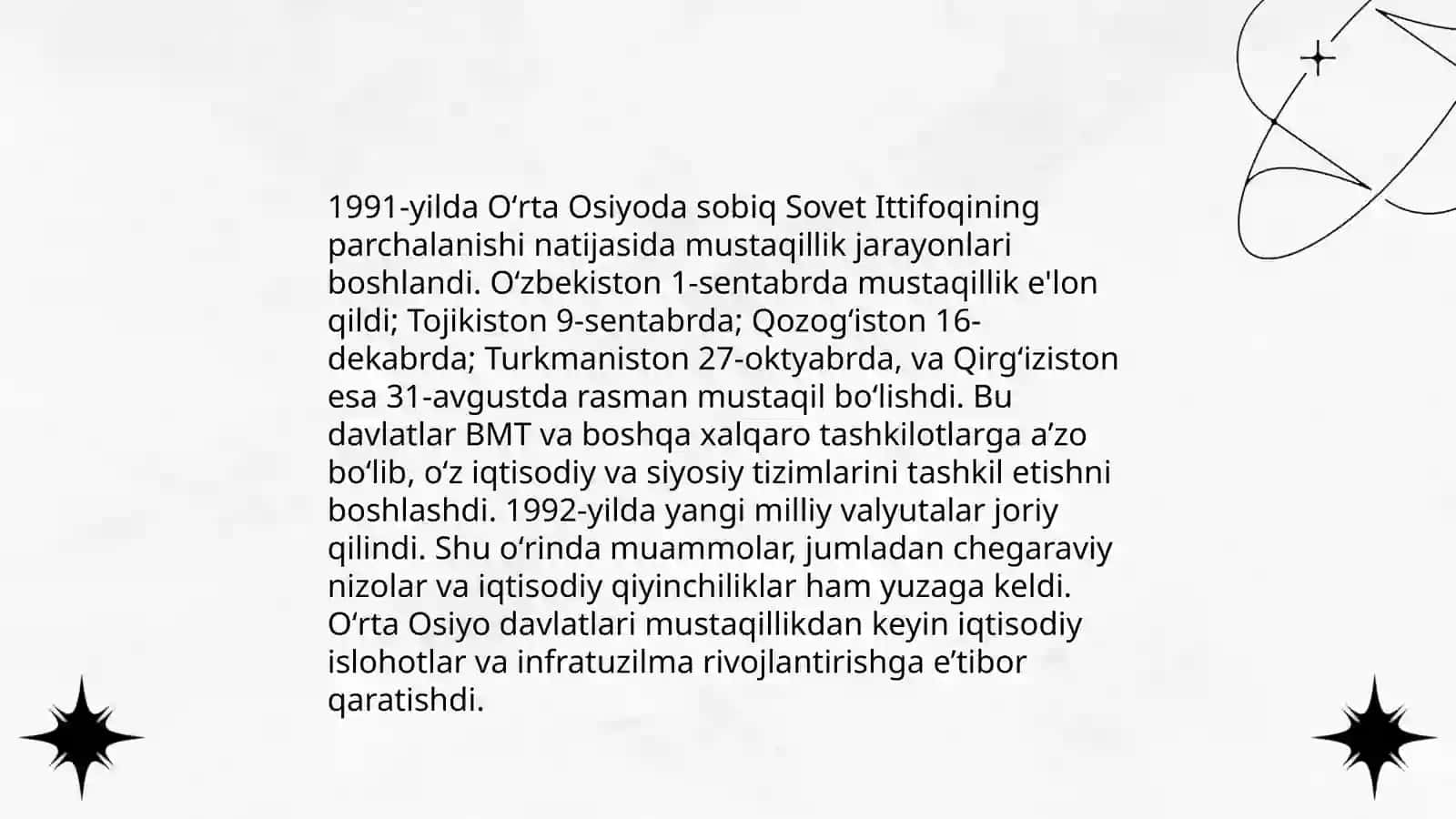 Oʼrta Osiyoda mustaqil davlatlar tashkil topishi 3