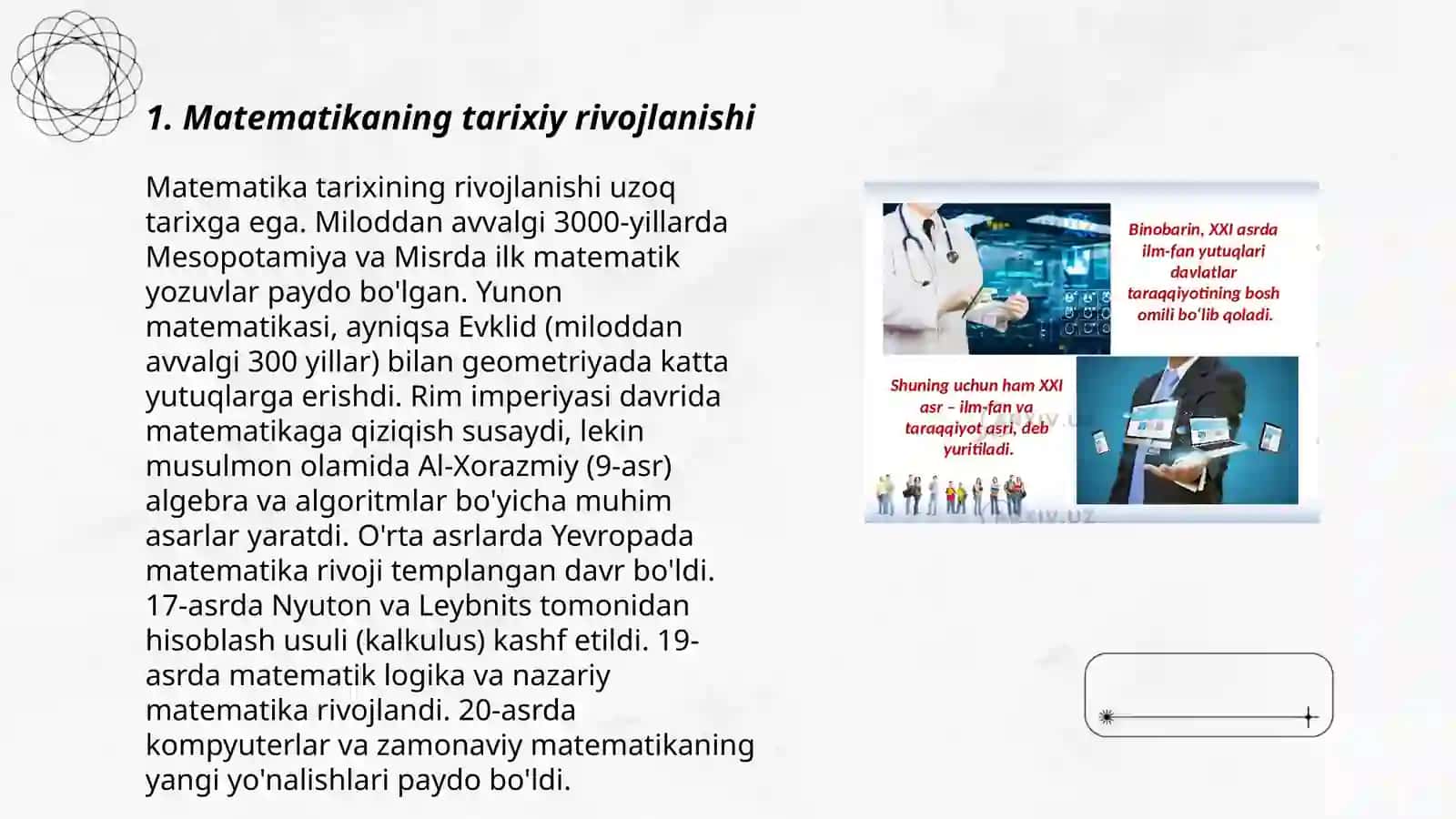 Matematikaning fan va oʻquv predmeti sifatidagi taraqqiyot bosqichlari 3