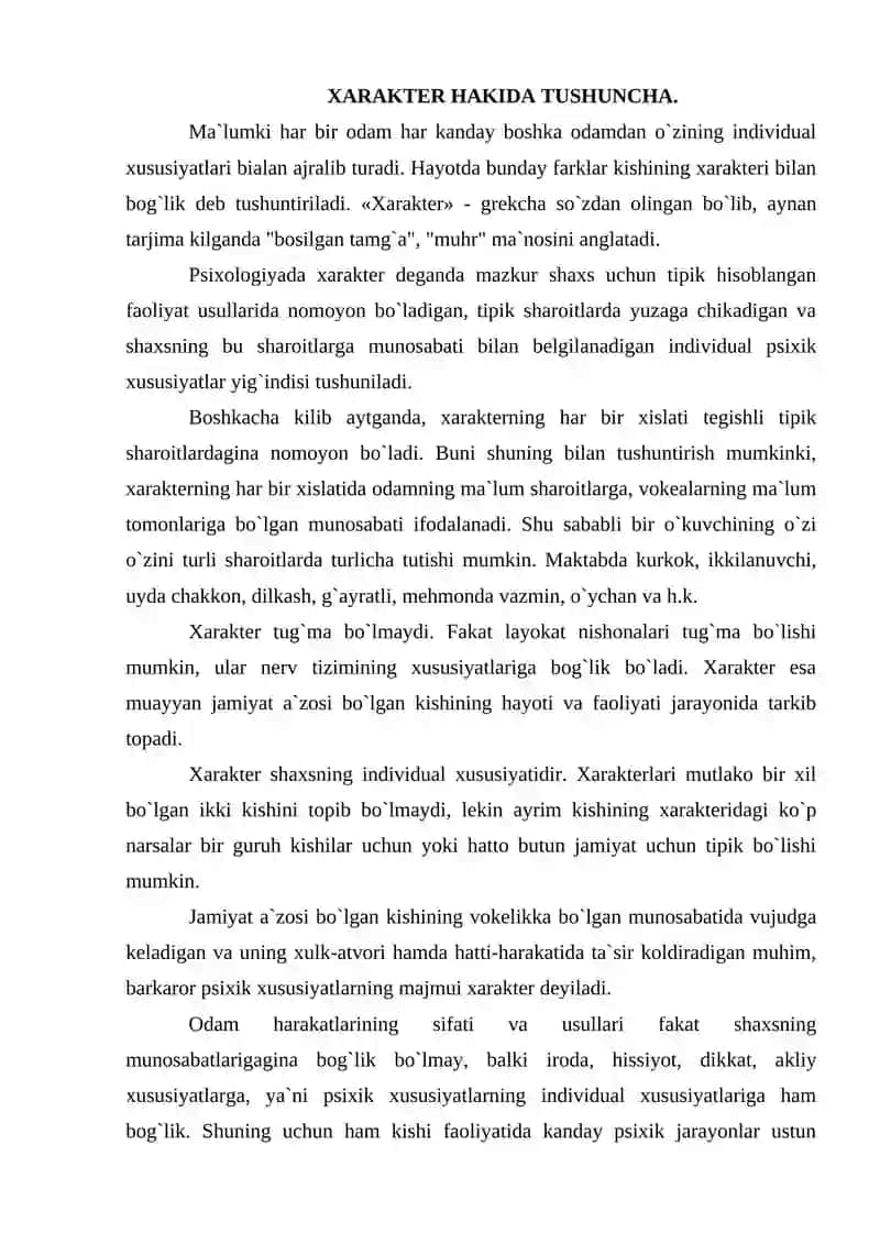 Xarakter - shaxsning individual psixologik xususiyatlari sifatida 3
