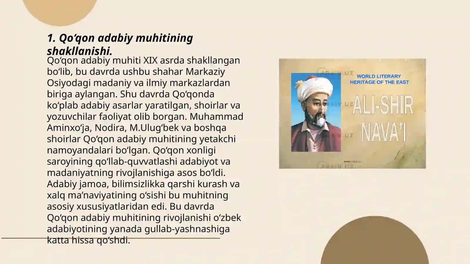 Qo'qon adabiy muhiti.Amiriy hayoti va ijodi 3