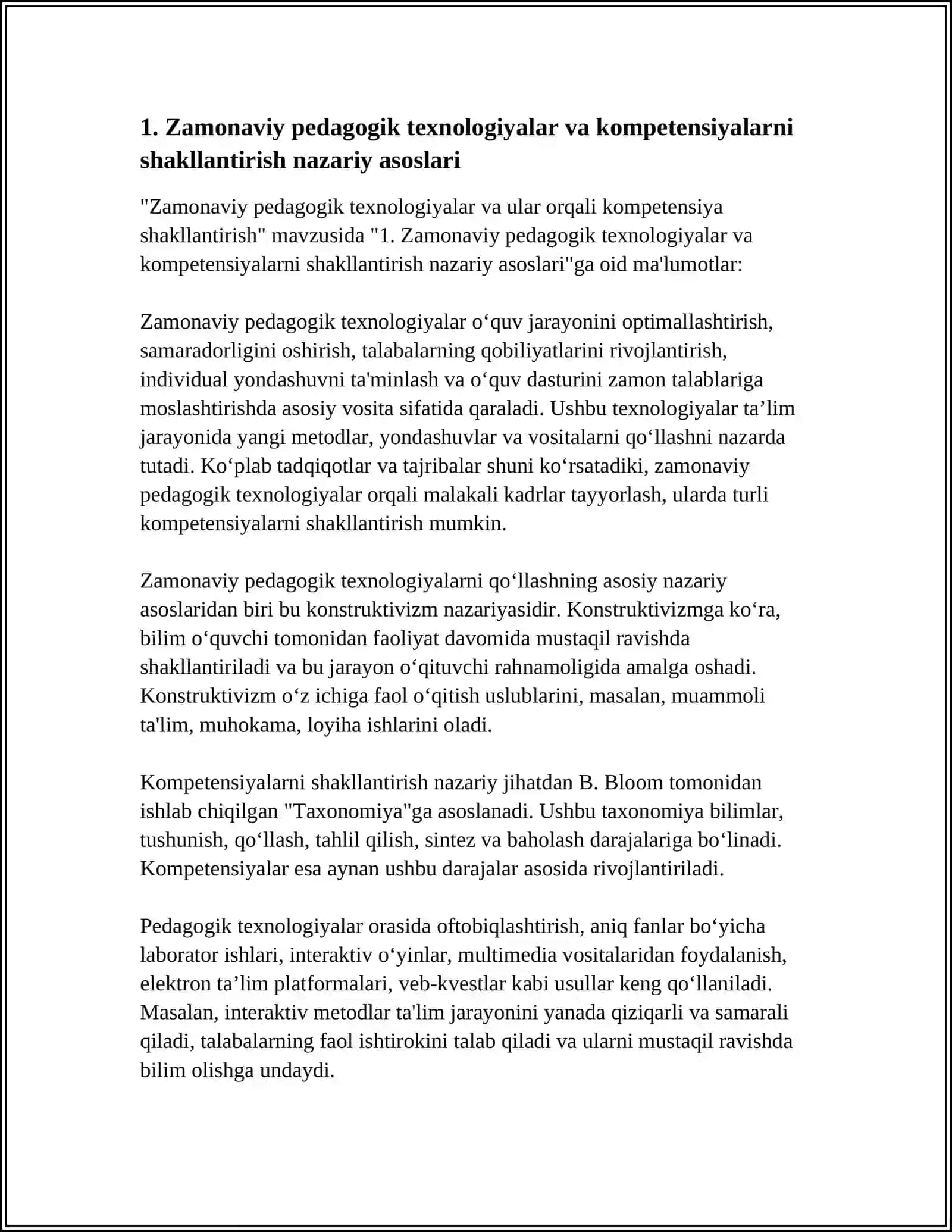 Zamonaviy Pedagogik Texnologiyalar va Ulari Orqali Kompetensiya Shakllantirish 3