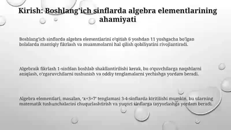 Boshlangʻich sinflarda algebra elementlarini o'rgatishga doir masalalar yechish 3
