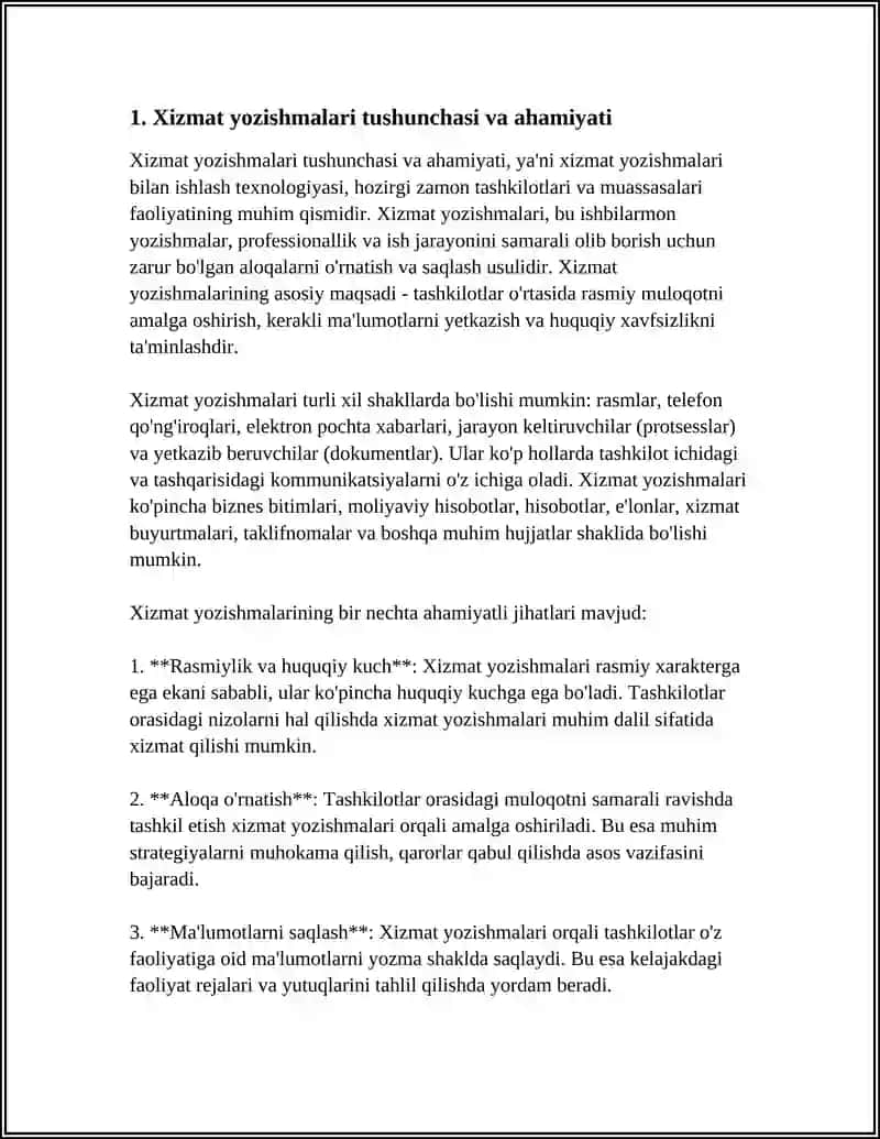XIZMAT YOZISHMALARI BILAN ISHLASH TEXNALOGIYASI 3