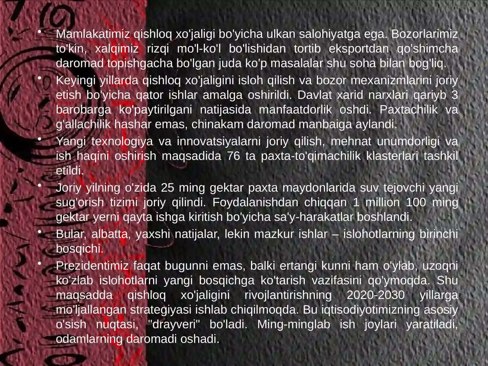 Mustaqillikyillarida qishloq xo'jaligi va sanoat sohasidagi o'zgarishlar 3