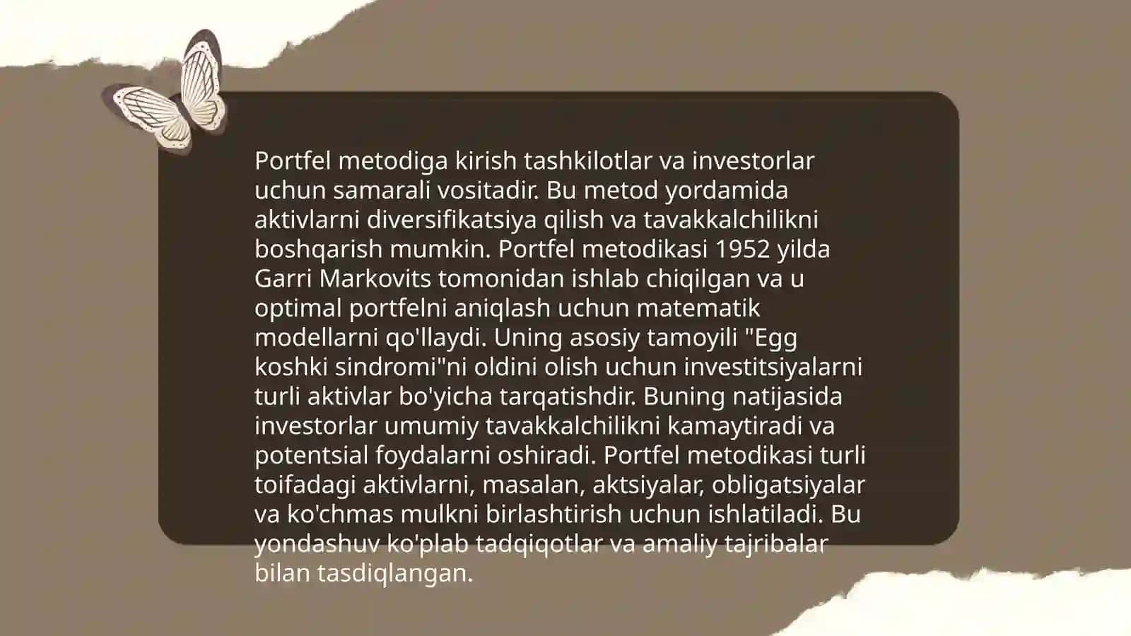 Poritfolio metodi va ularing turlari 3