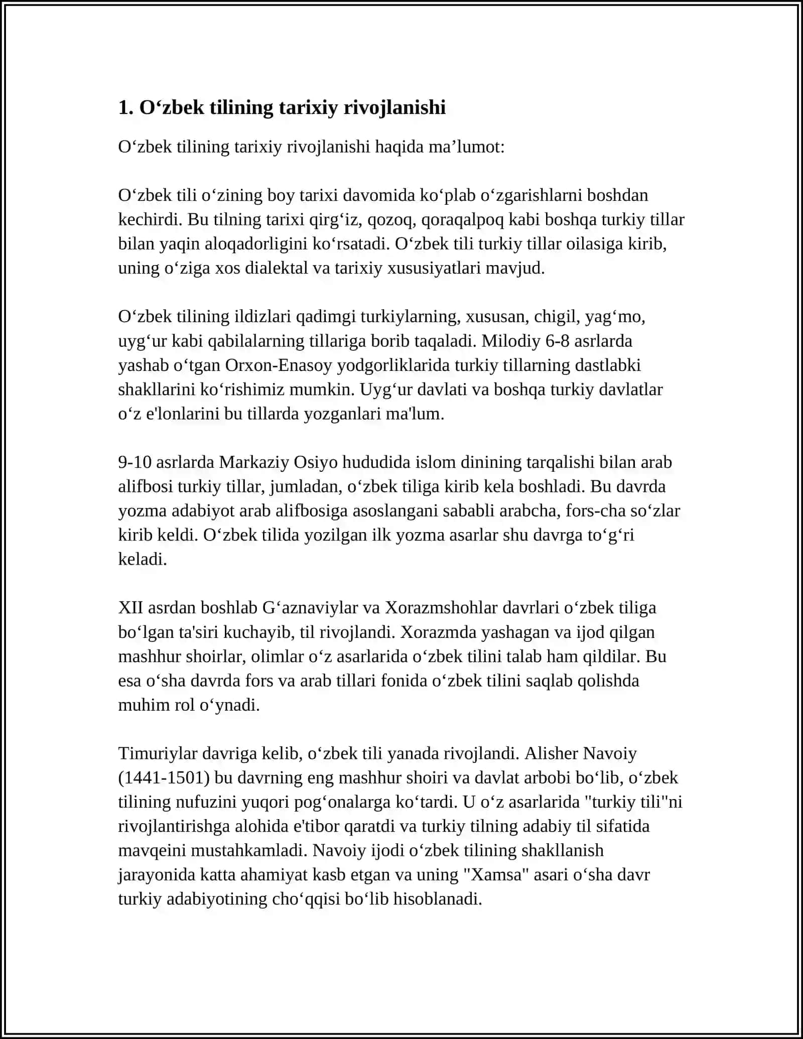 Oʻzbek tilining rivojlanishi 3