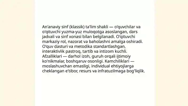 An'anaviy sinf (klassik) ta'lim shakli 3