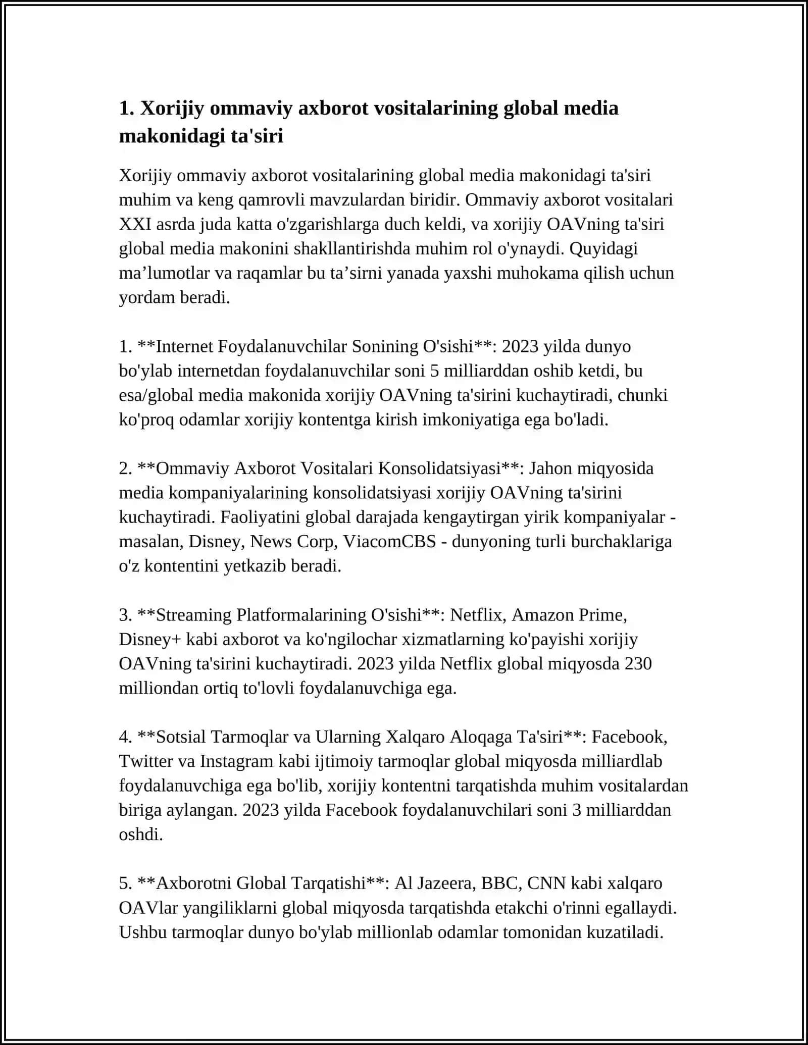 XORIJIY OMMAVIY AXBOROT VOSITALARINING MEDIA MAKONDAGI OʻRNI 3