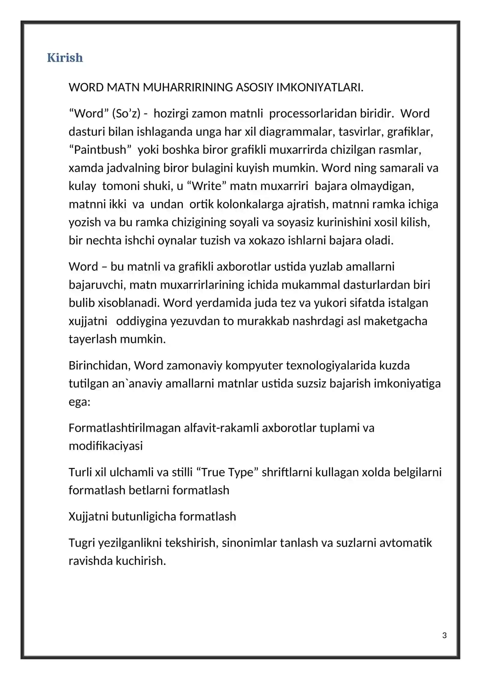 . MS Office dasturlar panelidagi MS Word dasturining (2003, 2010, 2013) versiyalari orasidagi farqlar 3