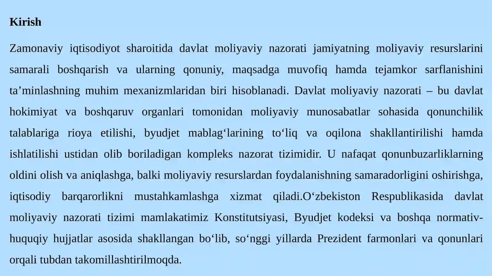Davlat moliyaviy nazorati organlari, moliyaviy nazorat prinsiplari, moliyaviy nazorat turlari 3