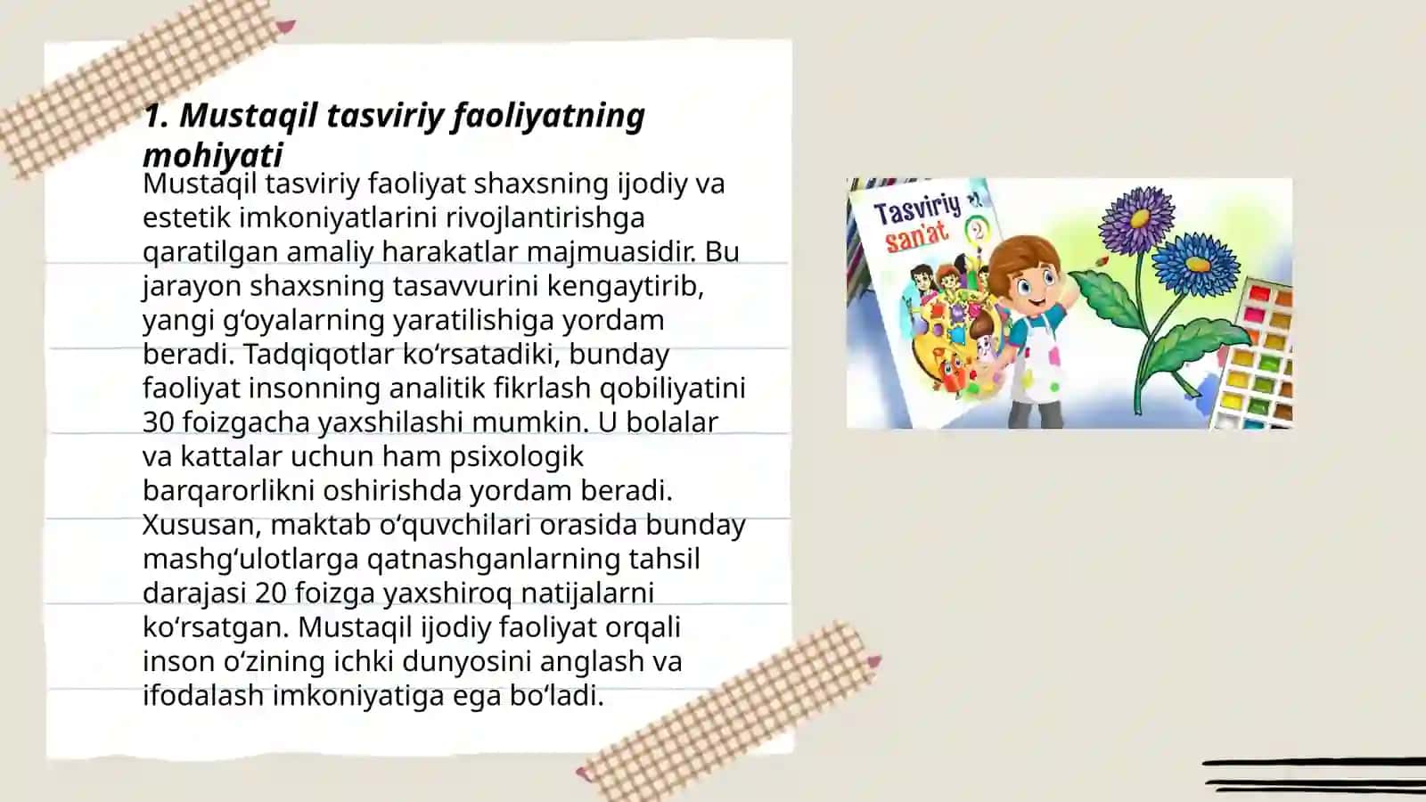 Mustaqil tasviriy faoliyatning mazmuni va unga rahbarlik qilish 3