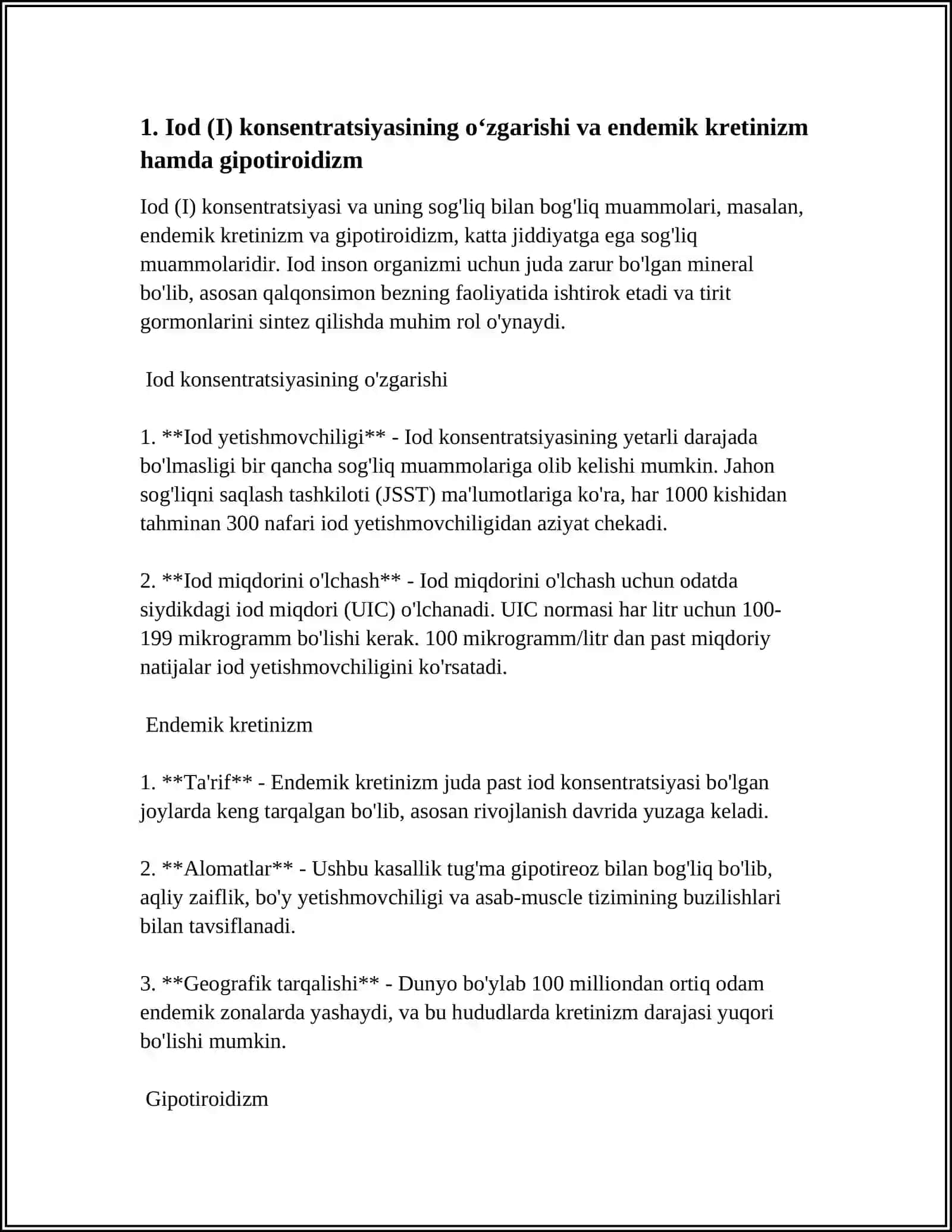 BIOGEN ELEMENTLARNING KONSENTRATSIYASI ÕZGARISHI BILIAN BOĢLIQ ENDEMIK VA KASBIY KASALIKLAR 3