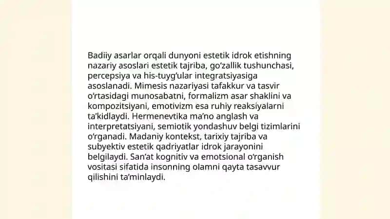Badiiy asarlar orqali dunyoni estetik idrok etishning nazariy asoslari 3