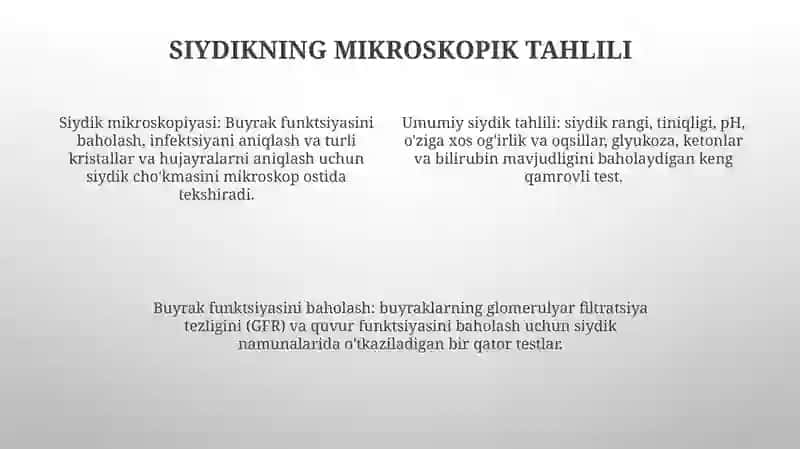 Siydikning Umumiy Taxlili Buyrakning Funksional Sinamalari 3
