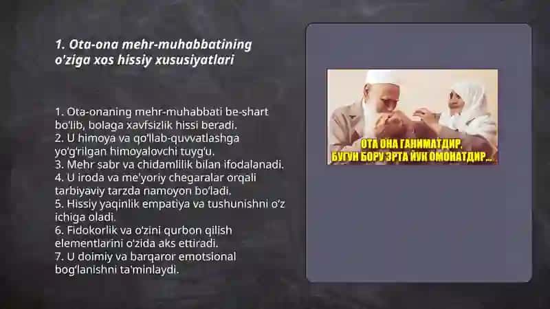 Ota -ona mehr -muhabbati xususiyatlarining oziga xosligi 3
