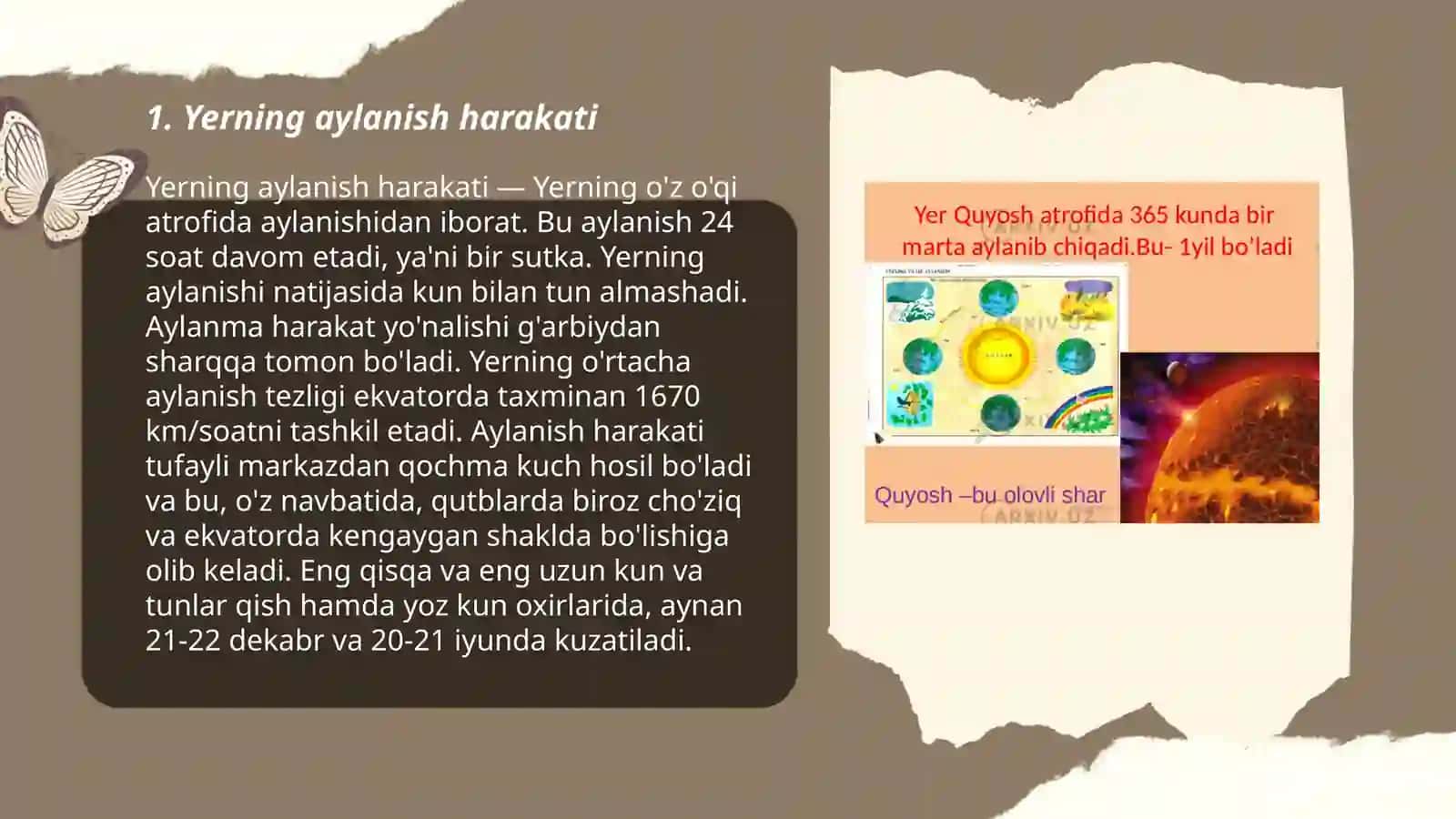 Yer sayorasi yerning harakati va uning gegrafik qobiqlari 3