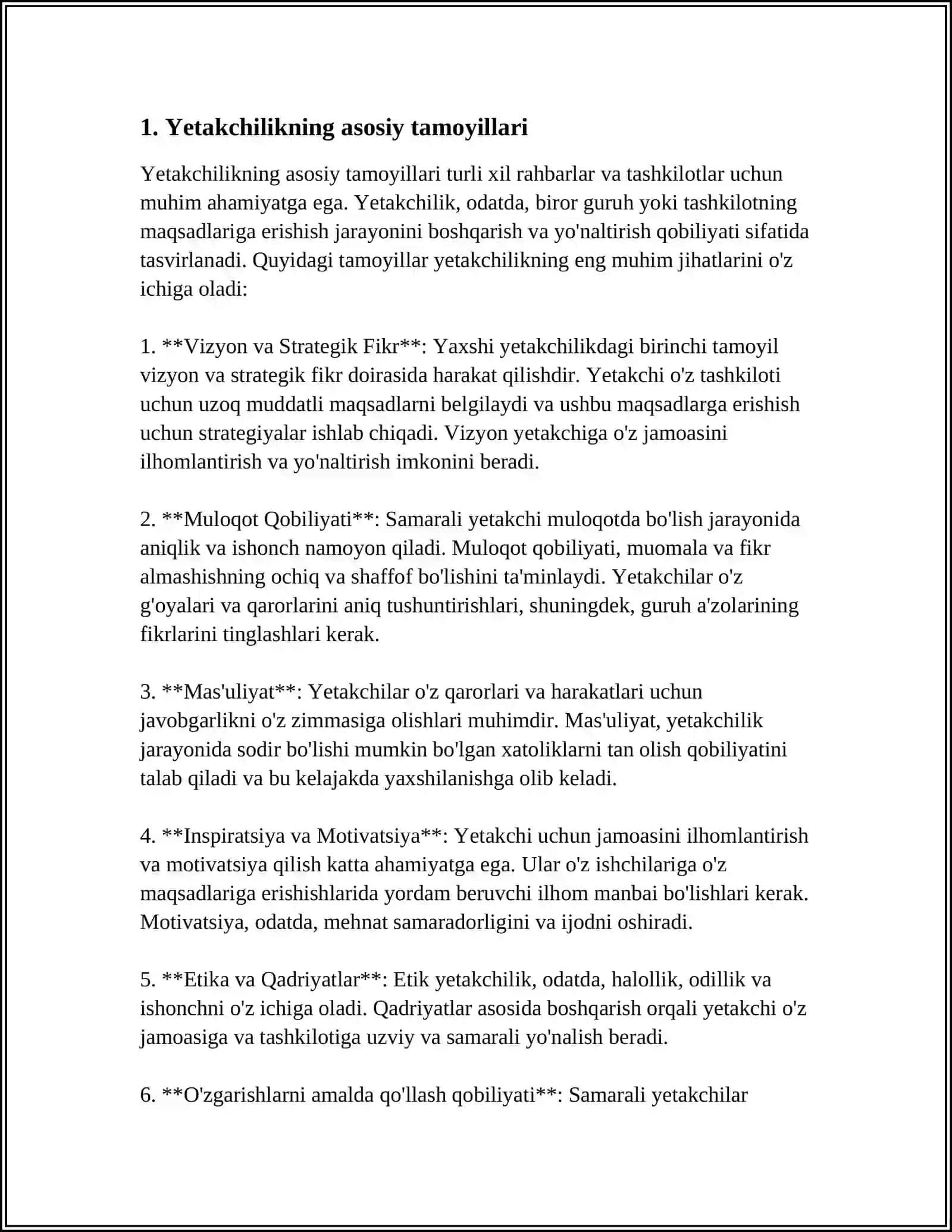 Yetakchilikning asosiy tamoyillari 3