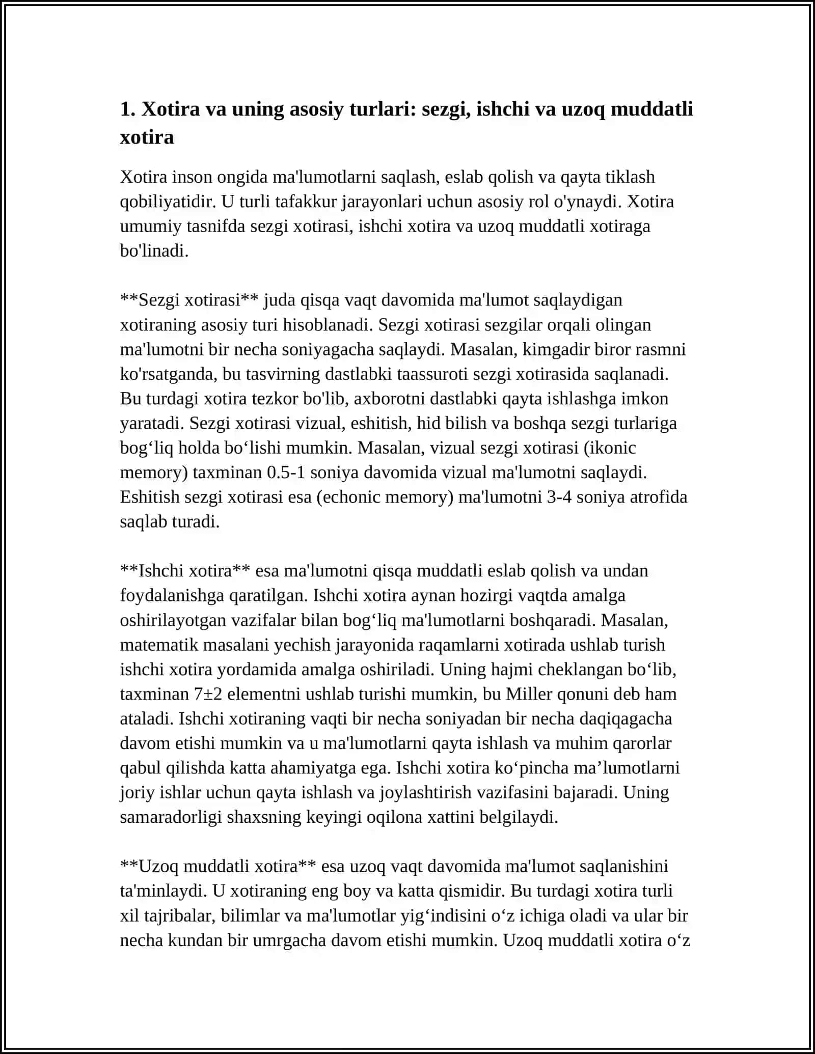 XOTIRA TURLARI VA UNING JARAYONLARI 3
