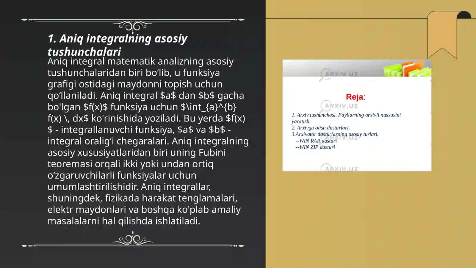 Aniq integral tushunchasi va tatbiqlari 3