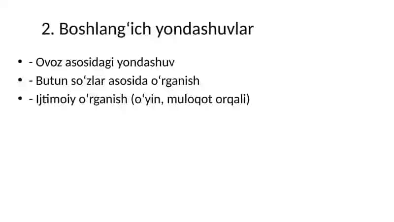 Bolalarni oʻqish va yozishga oʻrgatishni shakllantirish Idrokxaritasi 3
