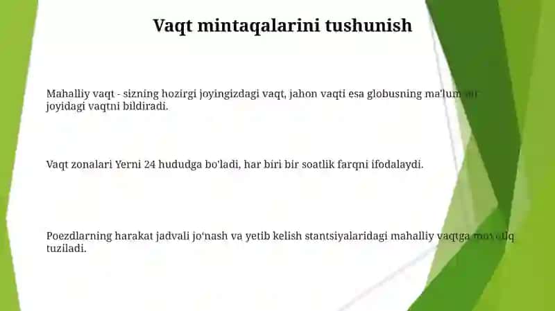 Mahalliy va dunyo vaqtlar. Poyas vaqtlari 3