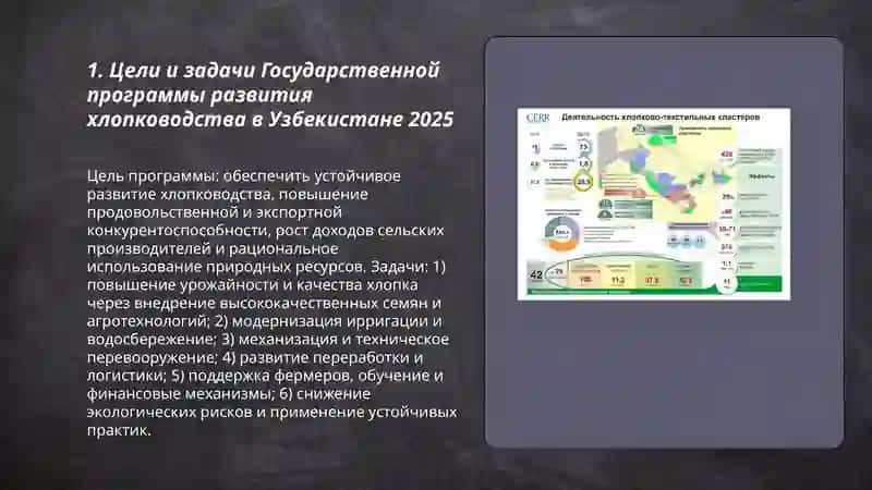 Государственный программа для развития хлопководства в Узбекистане 2025 3