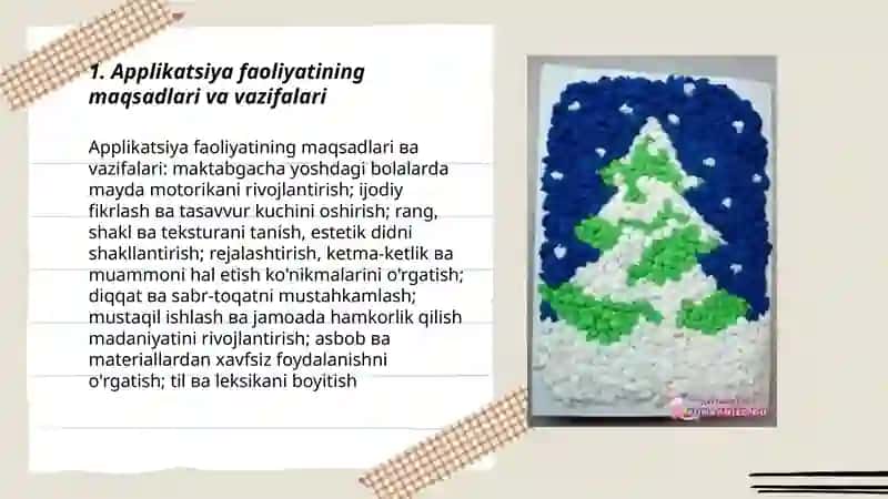 Maktabgacha yoshdagi bolalarni applikatsiya ishlariga o'gatish 3