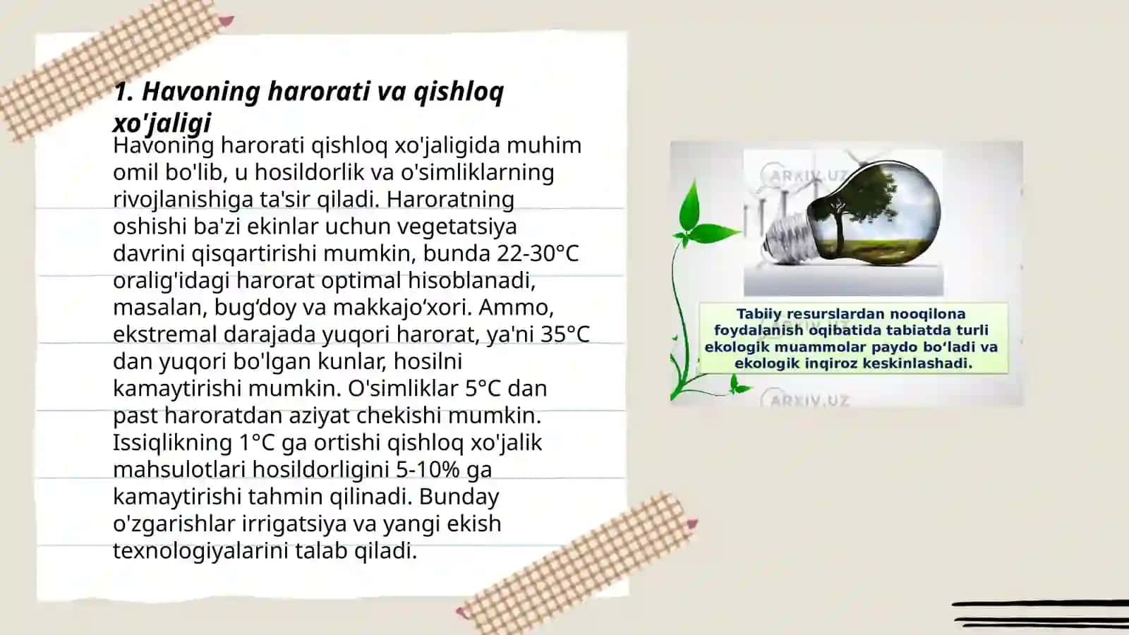 Butunjaxon meteorologik ma'lumotlari va prognozlaridan xalq xo’jaligida foydalanish 3